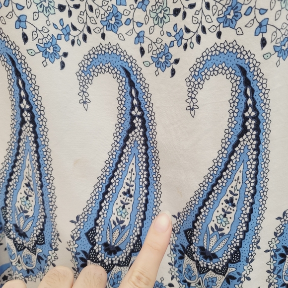 💕 Old Navy White & Blue Paisley Print Shift Dress Women's Size Small Petite - Picture 8 of 12
